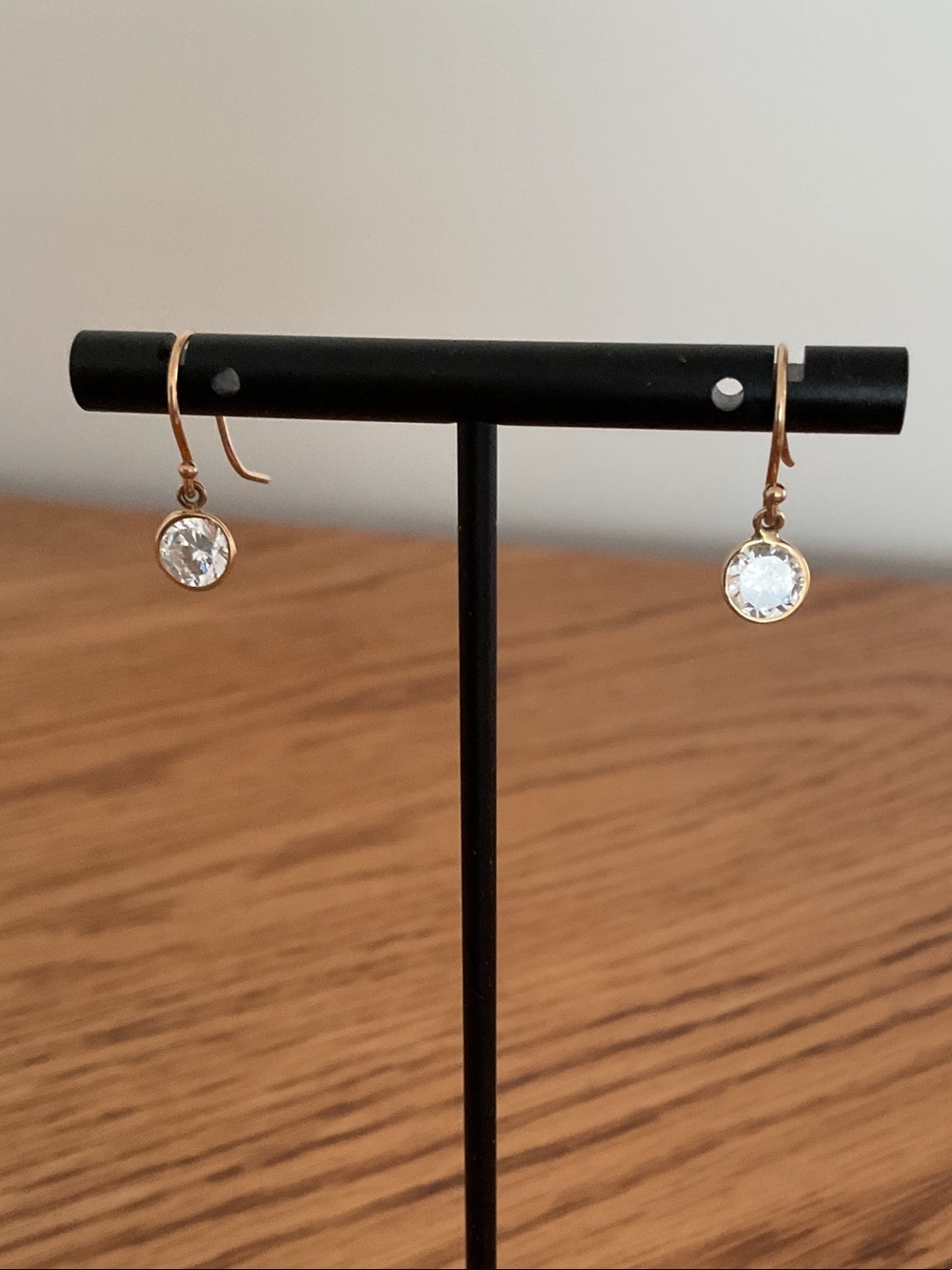 Gold Drop Crystal Dangle Earrings - Clear